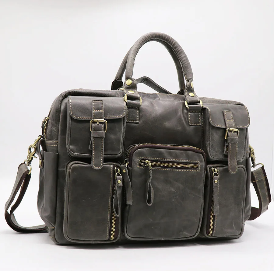 'جلد طبيعي حقيبة أعمال الرجال حقيبة Crossbody حقيبة كتف حقيبة ساع عارضة السفر الأعلى مقبض حزمة