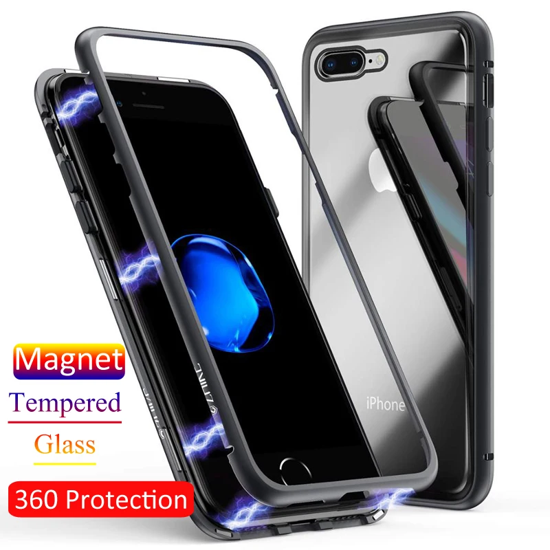 GTWIN Magnetic Tempered Glass font b Case b font For font b Iphone b font X