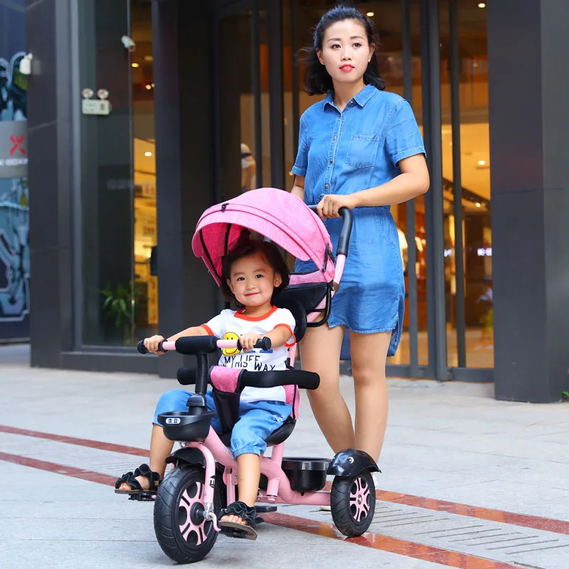 Вращающееся сиденье, детский трехколесный велосипед, детская велосипедная коляска, 2 в 1, переносная детская коляска на колесиках