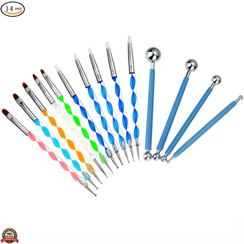 Stylus Tools 2 Way Total DIY Silicone and Ceramic Clay Indentation Tool Double-Ended Metal Ball Dotting for Nail Art | Дом и сад