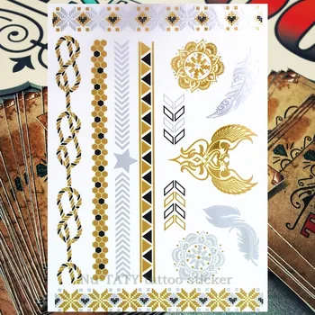 

Nu-TATY 24 style Temporary Tattoo Body Art, Gold Heart rope Designs, Flash Tattoo Sticker Waterproof 21*15cm