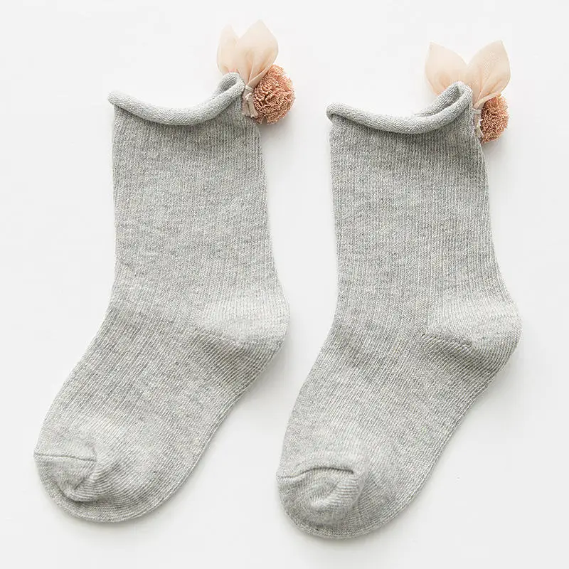Balleenshining/Носки для маленьких девочек с мультяшным кроликом новые мягкие гольфы из хлопка на осень и зиму Детские гетры, носки для От 1 до 5 лет - Цвет: gray
