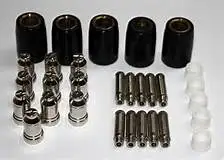 

SG51 Nozzle 15pcs + Electrode 15 pcs+Shield 3 pcs +Swirl Ring 10pcs , Air Cooled Plasma Cutting Torch 50A