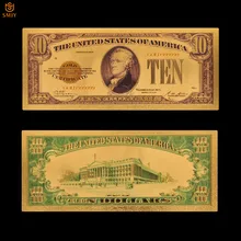 Regalos creativos dólares estadounidenses dinero papel de aluminio de oro 10 dólares dinero falso Souvenir colecciones de billetes