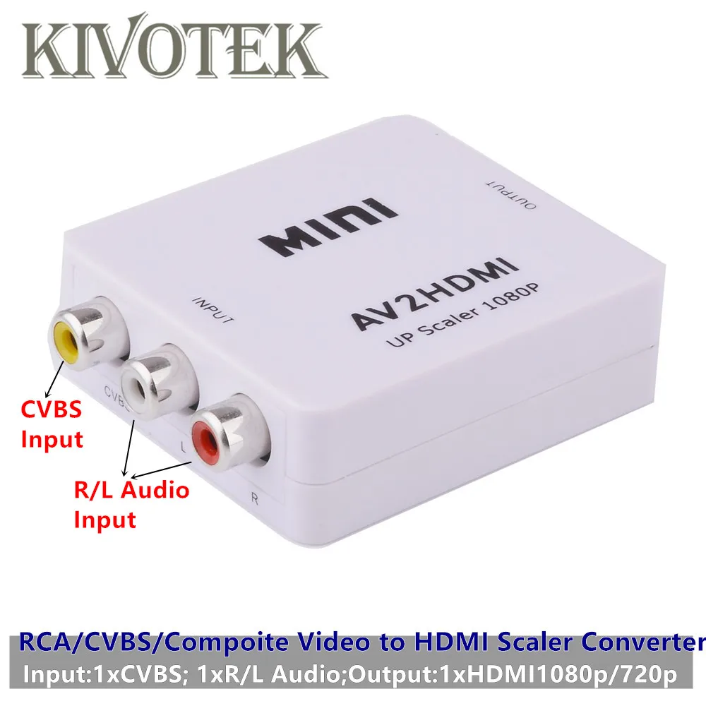 

AV2HDMI CVBS/Compoite Video to HDMI1080P Converter Scaler Adapter Female Connector USB Power For PCs Laptops HDTV Free Shipping