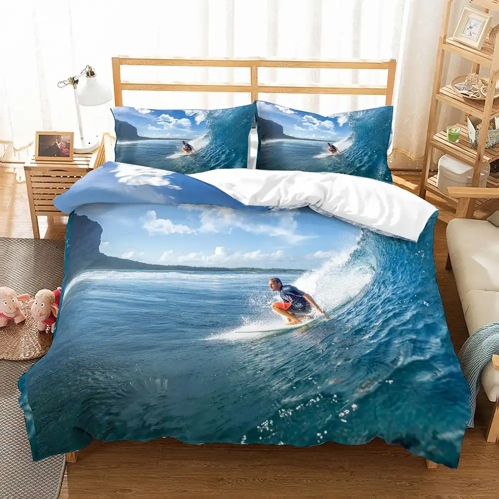 3d Print Bedding Set Tropical Holiday Blue Sea Spindrift Rapid