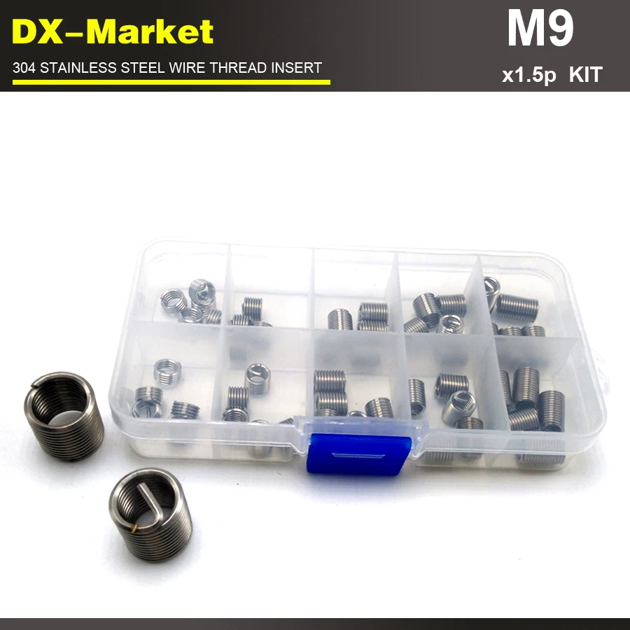m9 *1.5P , 50pcs , 1d 1.5d 2d 2.5d 3d each 10pcs Engine thread repair screw thread inserts kit