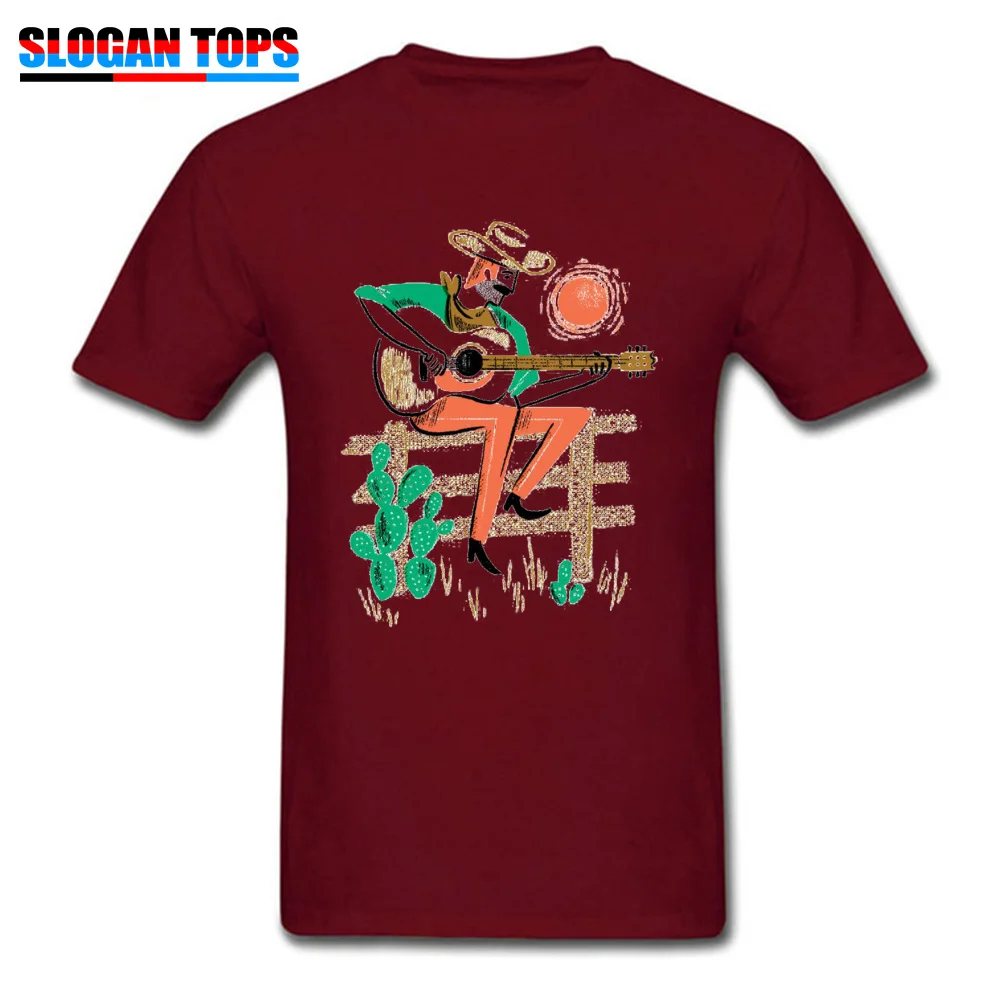 cowboy guitar 2018 Discount Design Tops T Shirt Round Neck Fall 100% Cotton Short Sleeve T Shirt for Men Camisa Tee-Shirts cowboy guitar maroon