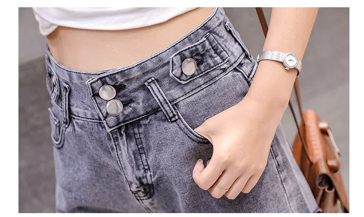 Летняя одежда новая Корейская версия свободной широкой сети как у знаменитых облегающие джинсовые шорты с высокой талией