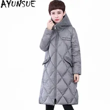 AYUNSUE, зимнее пальто для женщин, белый утиный пух, куртка с капюшоном, толстые парки размера плюс, верхняя одежда, свободные куртки, Casaco Inverno WXF238