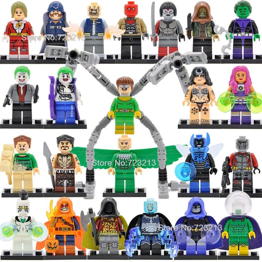 

Single Super Hero Dr Octopus Figure Starfire Killer Croc Vulture Katana Mysterio Robin Electro Sandman Building Blocks Toys