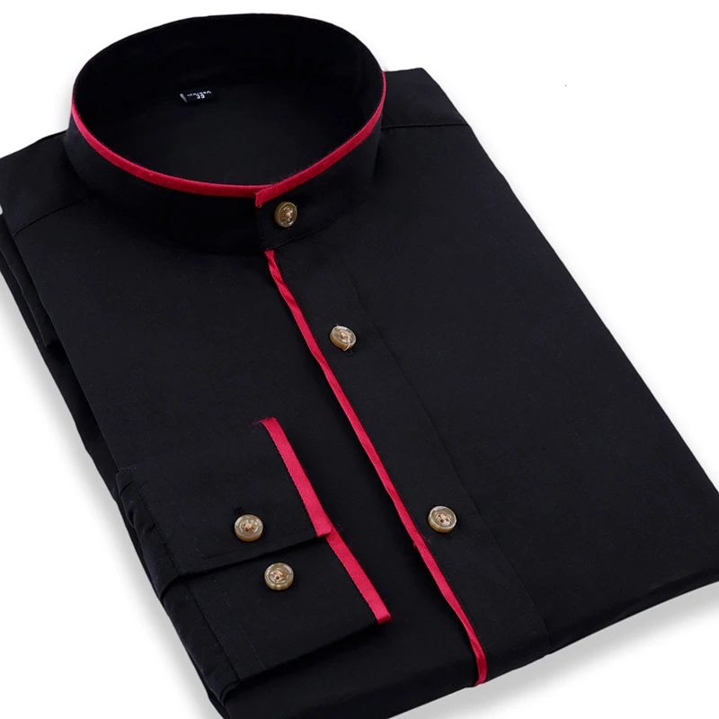 Buy Mandarin Collar Men Shirts Classic Long Sleeve Brand Formal Business