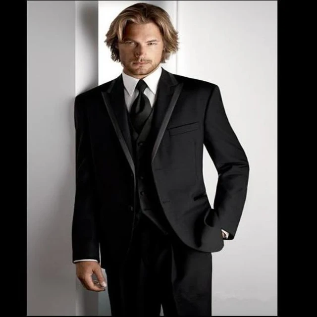 2017 Italien Noir Smoking Costumes de mariage costumes sur mesure smokings pour hommes De Bal smokings