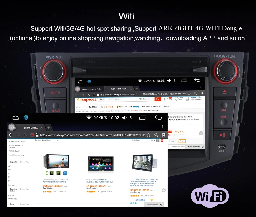 Top 7" 2GB Ram 2Din Android 6.0 Quad Core Head Unit For Toyota RAV4 Radio HD TV 3G/4G Network Multimedia Player Wifi GPS Navigation 8