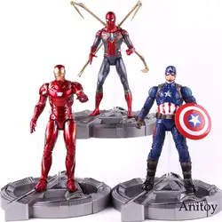 Marvel Avenagers Человек-паук Железный человек Капитан Америка фигурку со светом ПВХ Коллекционная модель игрушки