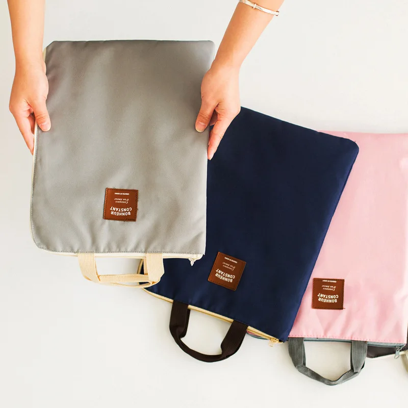 Korean Simple Solid A4 Big Capacity Document Bag Business Briefcase Storage File Folder for Papers Stationery Student Gift file bag office folder binder folder