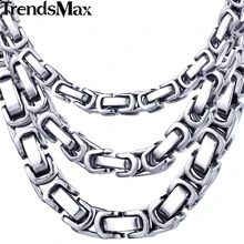 Trendsmax aduana cualquier longitud 5/6/8mm mens boys cadena bizantina caja de acero inoxidable de joyería de moda collar knm21