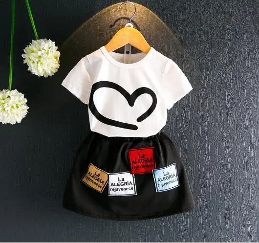 MERI AMMI комплект из 2 предметов, детская одежда для девочек, комплект одежды, футболка без рукавов с надписью «Love»+ юбка с цветочным рисунком для От 2 до 11 лет и девочек J521 - Цвет: J785-4