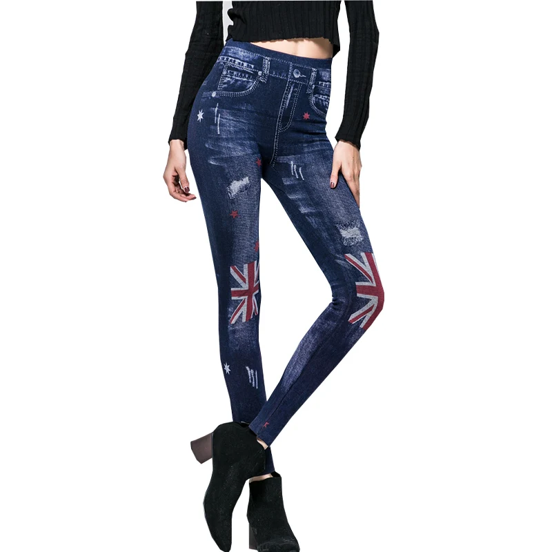Download Women Leggings 2018 Autumn Imitation Jeans Leggings Slim ...