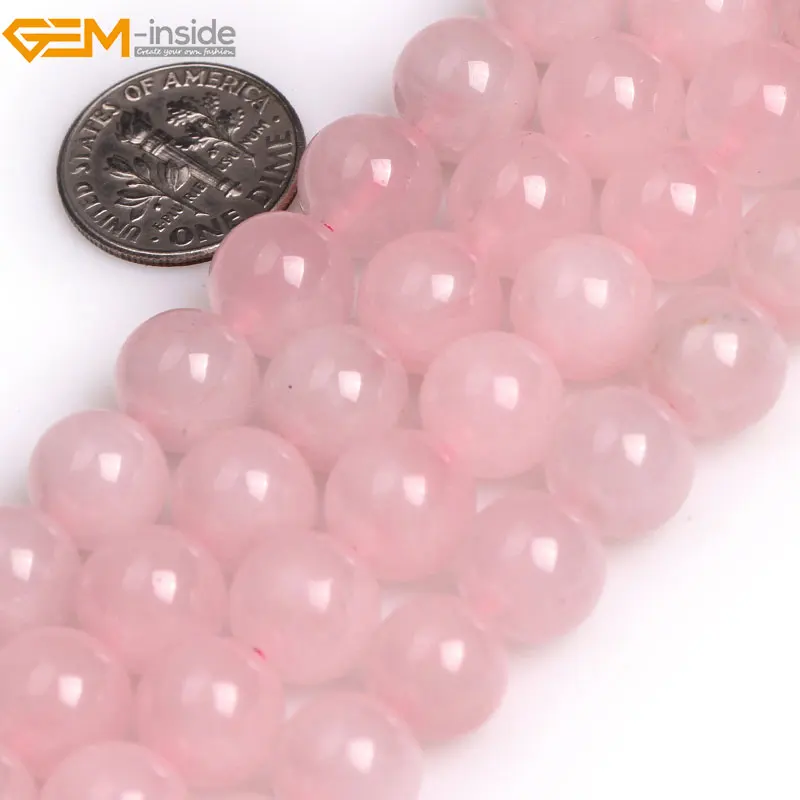 Драгоценный камень-внутри 3-18 мм натуральный круглый розовый кварц бусины для изготовления ювелирных изделий браслет ожерелье серьги 1" DIY ювелирные изделия
