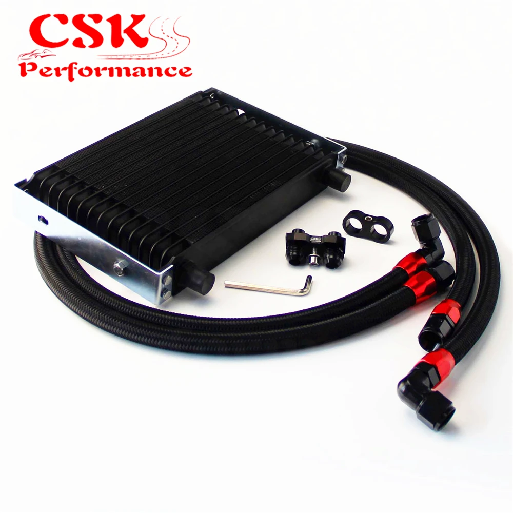 15 Row 262mm AN10 Trust Oil Cooler Kit w/ Brackets Fits For BMW E36