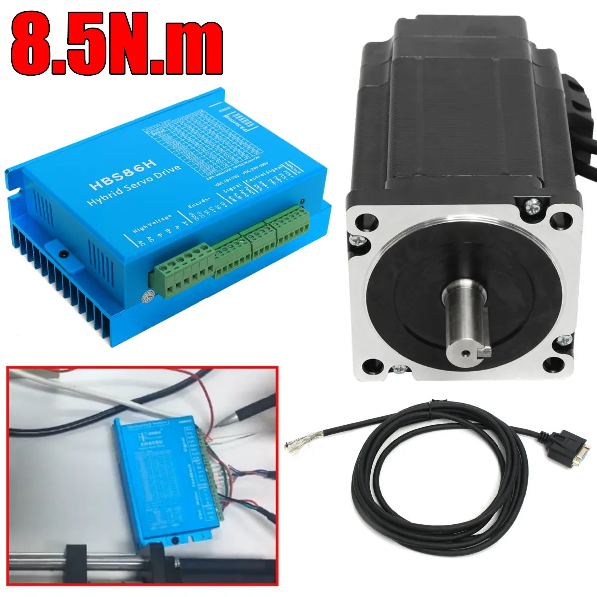 

1 Set 6A HSS86 Hybrid Step-servo Driver CNC Controller Kit Nema34 Closed Loop 8.5N.m Servo motor Stepper Motor