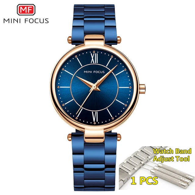 Мини фокус женские часы люксовый бренд водонепроницаемое платье минималистичный синий женские наручные часы для женщин Relogio Feminino - Цвет: rose blue with tool