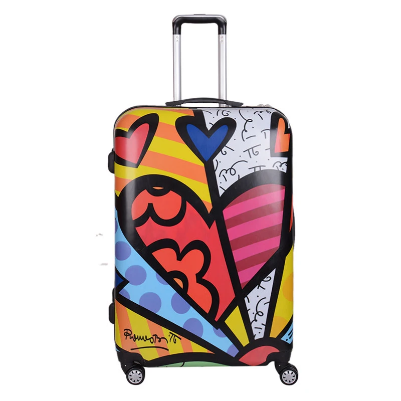 

Personality graffiti brand rolling luggage spinner carry on travel suitcase set fashion trolley case with wheels 20"24"28" inch