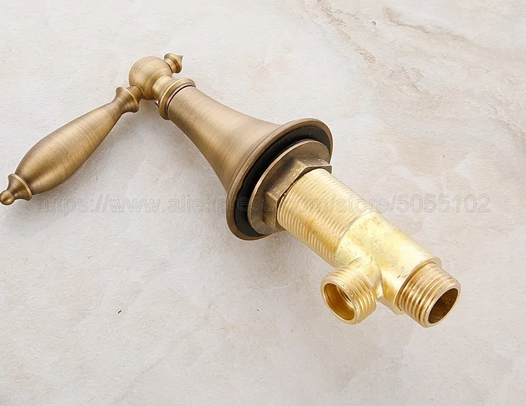 Bathroom Basin Faucet Antique Brass Bathroom Basin Mixer Tap Double Handles 3 pcs Bathroom Basin Faucets znf434