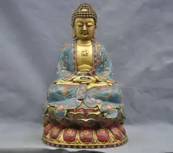 SD 16 "Китай Бронза Перегородчатой Буддизм Шакьямуни Будда Шакьямуни Статуя