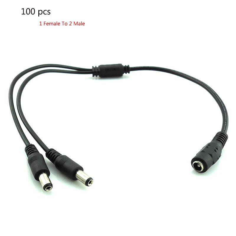 

Gakaki 50pcs 1 Female to 2 Male Splitter Plug Cable DC Power Supply 12V Pigtail for CCTV Camera Surveillance system 2.1*5.5mm