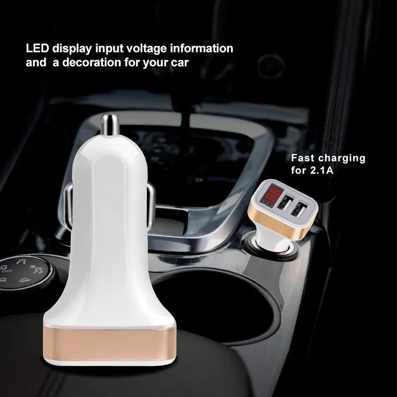 

LED USB Car Charger For Oneplus 6T 6 5T 5 3T 3 2 1 X Chargers Auto Smart 5V 2.1A Dual Port Adapter Car-Chargers Phone Accessory