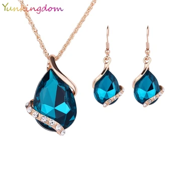 

Yunkingdom African-Big-Jewelry-Set Necklace Earring Set Fashion Crystals Jewelry Sets For Women