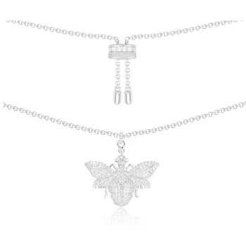 

SLJELY New 925 Sterling Silver Wasp Necklace Cubic Zirconia Bumble Bee Pendant Women Fine Jewelry L'AVENTURIERE Collection