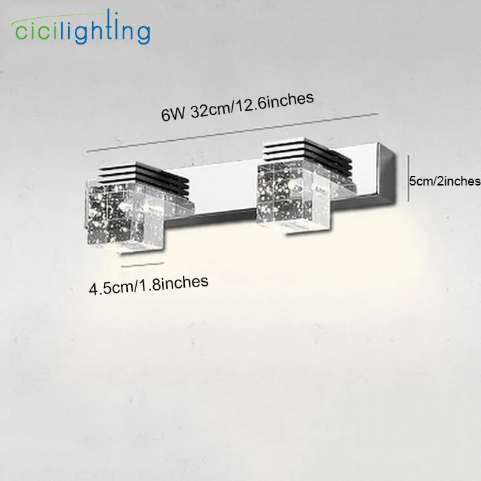 100-240 В 6 Вт 32 см светодиодный зеркальный светильник с прозрачными кристаллами, абажур для ванной комнаты, косметический СВЕТОДИОДНЫЙ светильник для украшения стен