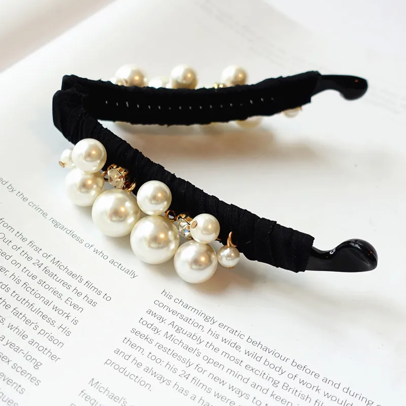 

1PC Rhinestone Pearl Large Banana Clips Diamond Vertical Clip Small Horsetail Twist Clip Hairpin Hair Accessories G0402