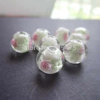 

20Pieces/Lot 10mm Luminous Lampwork Glass Beads Flower Beads White color jewelry making