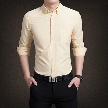 Новинка, 11 цветов, M-5XL, модные мужские рубашки с длинным рукавом, приталенные мужские рубашки, новые модели рубашек - Цвет: Золотой