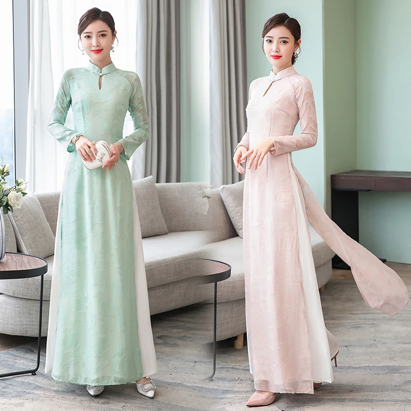 

2019 vietnam clothing ao dai vietnam traditional dress long sleeve vietnam cheongsam dress robe vietnamese aodai dress