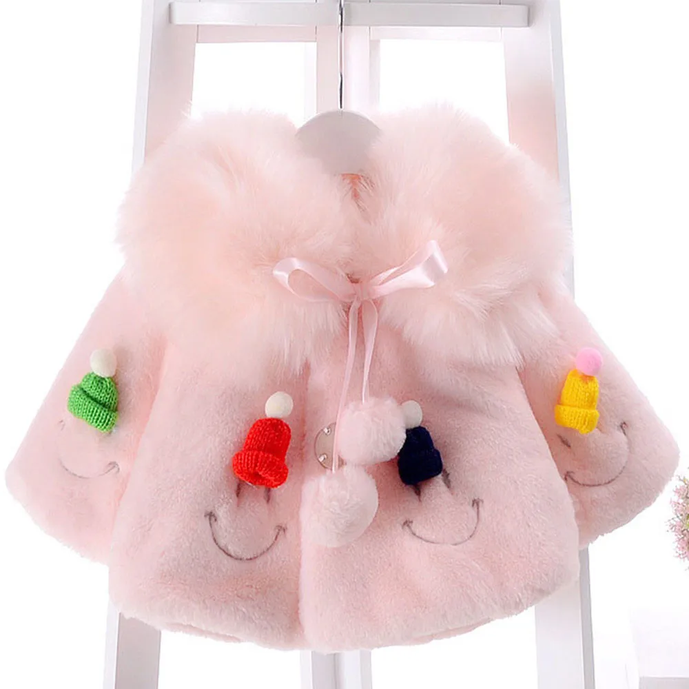 Модное теплое пальто для маленьких девочек; сезон осень-зима Милая однотонная одежда для открытого воздуха с длинными рукавами и галстуком-бабочкой; цвет розовый, белый