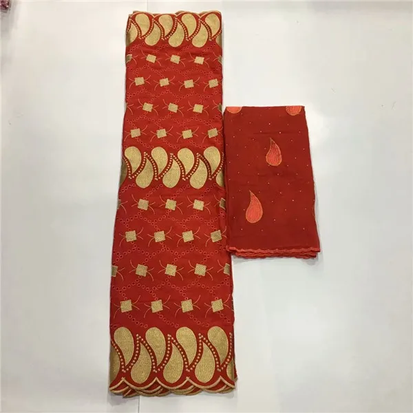 

Fashion African embroidery cotton lace fabric matching with 2y Swiss voile scarf fabric for dress set CCV19(5+2y)