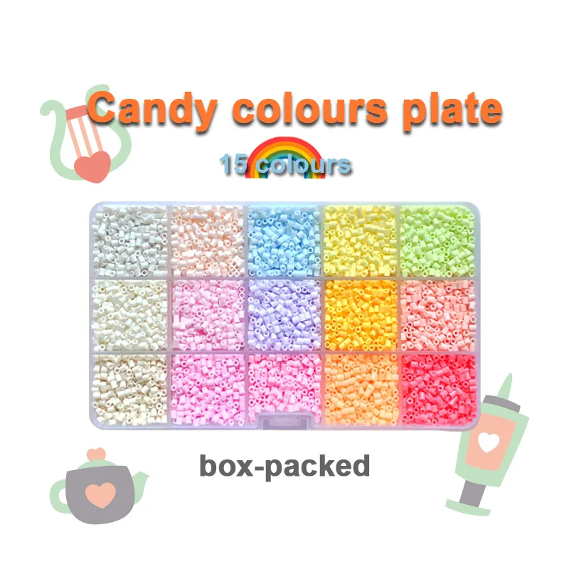 

Yantjouet 2.6mm Candy Plate Box 15color 7500pcs for Kid Hama Perler Bead Set Diy Puzzles High Quality Handmade Gift children Toy