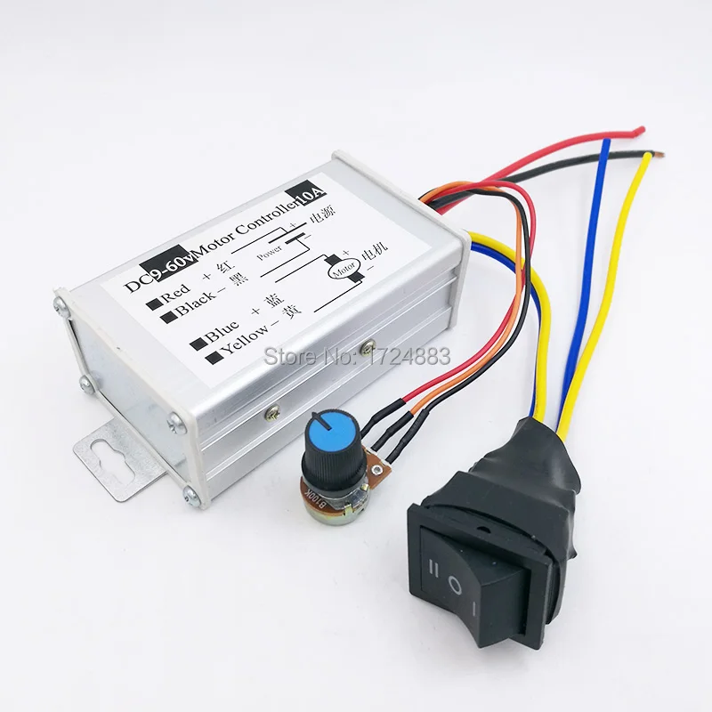 

+Switch 10A 9-60V DC motor Speed Controller 9-60V Reversible PWM Control Forward/Reverse