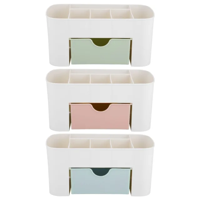 Multifunctional Plastic Desk Desktop Organizer Drawer Jewelry Case Cosmetics Cotton Swabs Holder Makeup Organizer Storage Box -