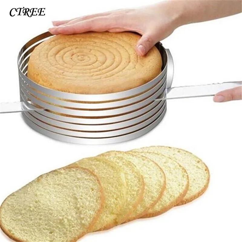 

CTREE Adjustable Stainless Steel Circle Cake Mold Bake Layer Slicing Kit Pastry Baking Tools Round Cake Cutter Cake Moulds C448