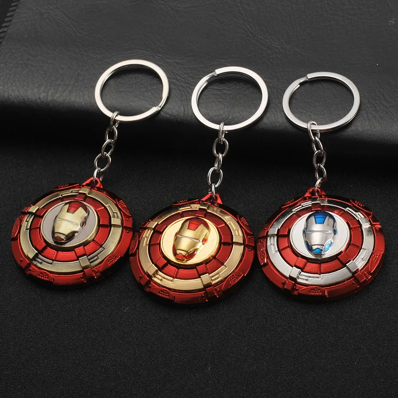 

Marvel Movie Iron Man Keychain Avengers Rotatable Ironman Shield Car Key Holder Chain Pendants Keyrings