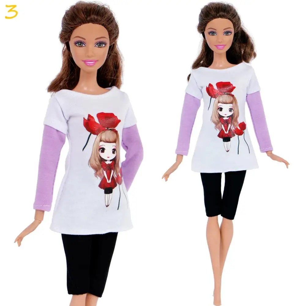 1 модная Милая одежда; юбка; брюки+ топы; футболка; блузки; аксессуары для девичьей куклы; Одежда для куклы Барби; детская игрушка