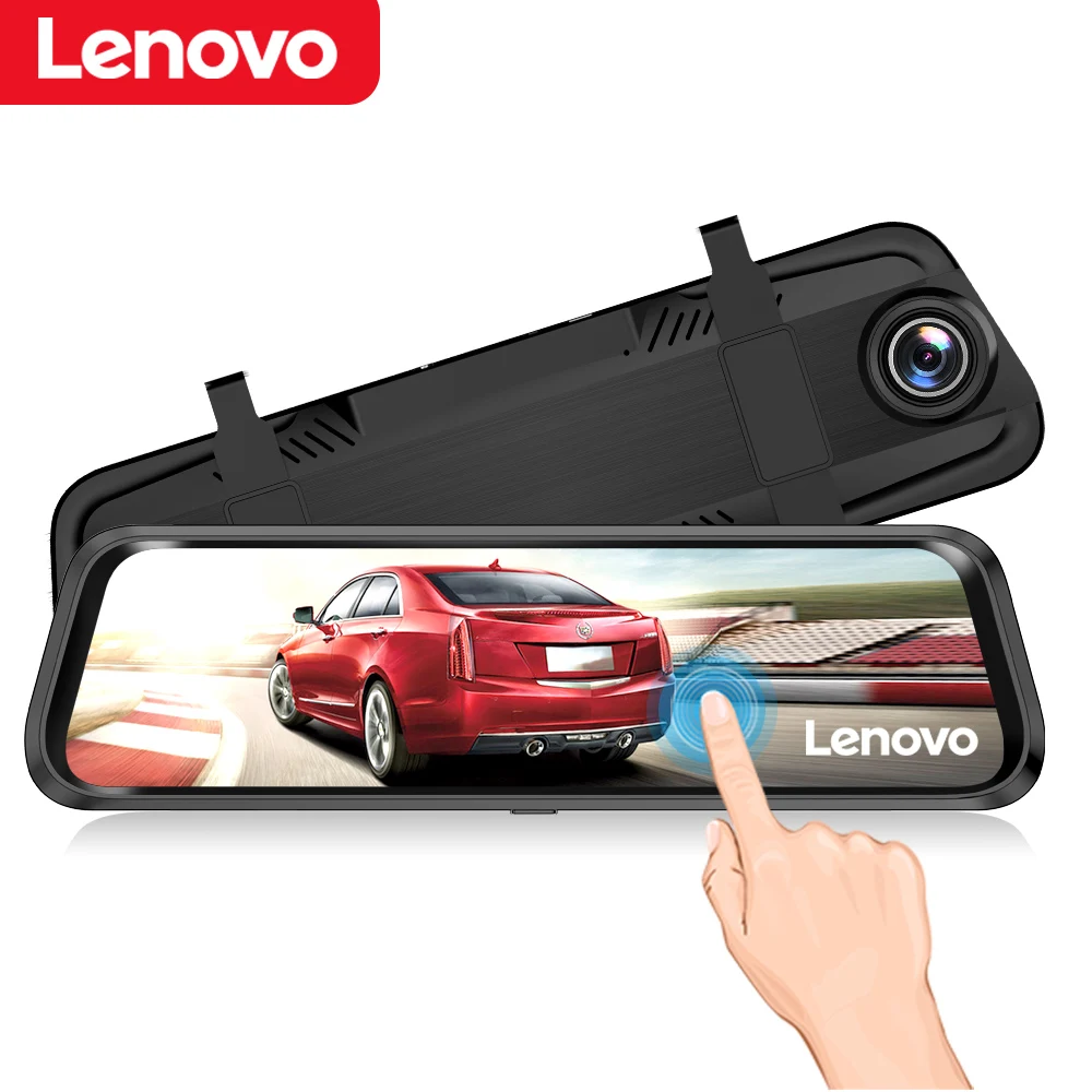 

Lenovo 9.66" Dash Cam Mirror Streaming Media Full-Screen Touching Dual Lens Night Vision 1080P Front 720P Backup Car DVR