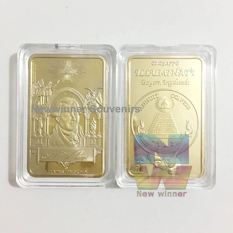 

1pcs Freemasonry Masonic Bullion Bar All-seeing Eye Coin with Pyramid Gold Plated Coin Souvenir Gift