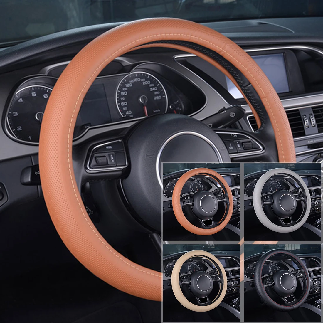 Buy Dewtreetali Car Steering Wheel Cover 38cm Genuine Leather Auto Steering